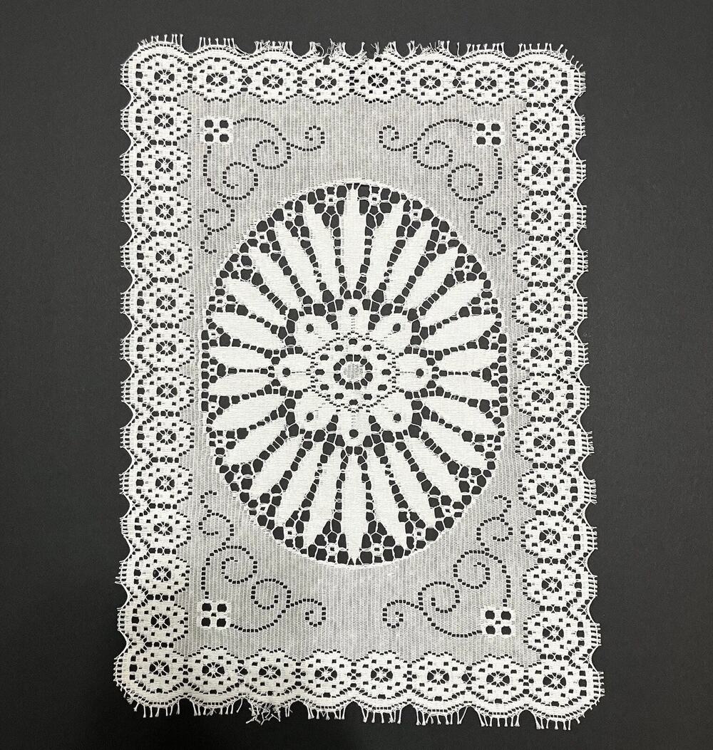 Floral Lace Doily Nottingham Rectangular Cream White Flat Table Topper 12x17